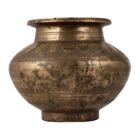 Rugged Brass Holy Water Pot for Home Decor