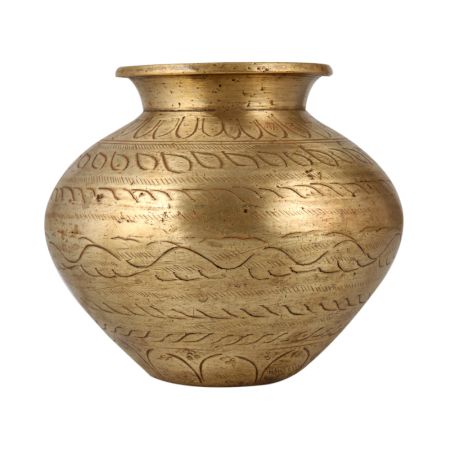 Elegant Golden Brass Pot for Worship