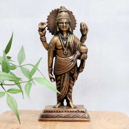 Lord Dhanvantri Bronze Statue for Worship and Decoration