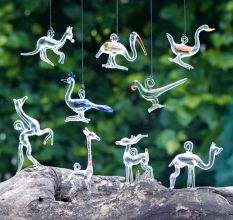 Animal Figurines Clear Glass Christmas Ornaments For Kids Set of 9 Pcs