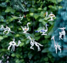 Animal Figurines Clear Glass Christmas Ornaments For Kids Set of 9 Pcs