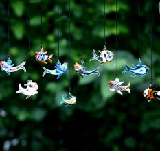 Assotrted Multicolor Glass Fish Christmas Tree Decorations Ornament Set of 10 Pcs