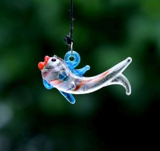 Assotrted Multicolor Glass Fish Christmas Tree Decorations Ornament Set of 10 Pcs