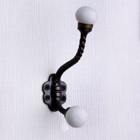 Solid Cream Ceramic Floral Iron Hooks-EHG-92