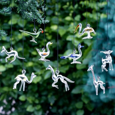 Animal Figurines Clear Glass Christmas Ornaments For Kids Set of 9 Pcs