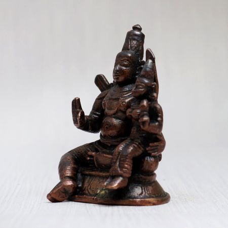 Vintage Copper Hindu God Narayan and Lakshmi Statue