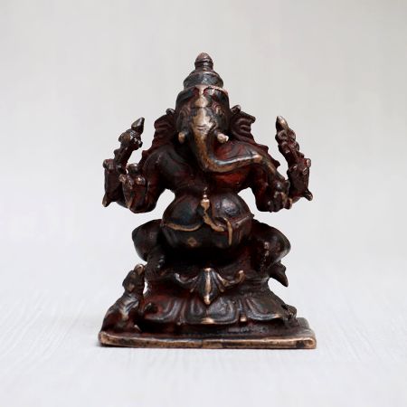 Handcrafted Copper Idol of Lord Ganesha for Home Temple