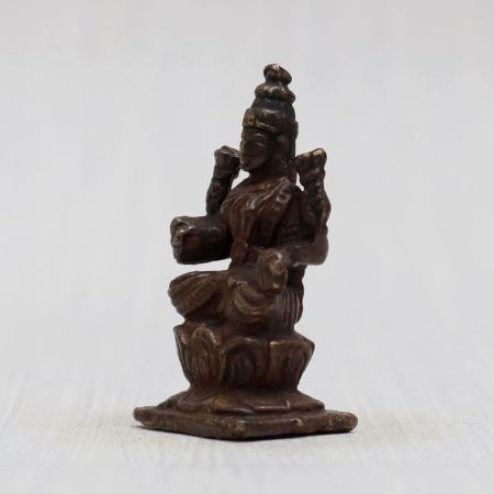 Traditional Copper Idol of Goddess Laxmi for Worship