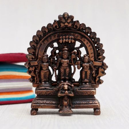 Handmade Lord Ram Darbar Copper Statue in Antique Finish