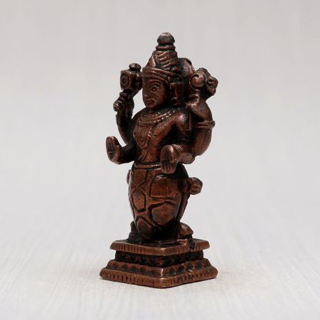 Copper Statue of Lord Vishnu in Matsya Avatar for Decor