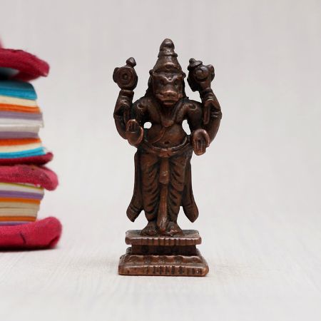 Handmade Copper Statue of Lord Varaha for Home Decor