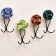 Ceramic Multicolor Flower Wall Hook for Keys in Set of 4