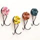 Multicolor Ceramic Flower Decorative Wall Hook in Set of 4