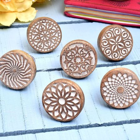 Wooden Cabinet Knobs-Wooden Pulls-Boho Drawer Pulls-Round Knobs-Floral Knobs-Drawer Knobs-Dresser Drawer Knobs-Wooden Drawer Pulls-Wood Knobs-Dresser Knobs