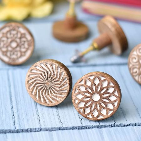 Wooden Cabinet Knobs-Wooden Pulls-Boho Drawer Pulls-Round Knobs-Floral Knobs-Drawer Knobs-Dresser Drawer Knobs-Wooden Drawer Pulls-Wood Knobs-Dresser Knobs