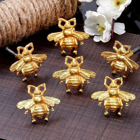 Gold Bee Knobs-Gold Drawer Pulls-Bumble Bee Cabinet Knobs