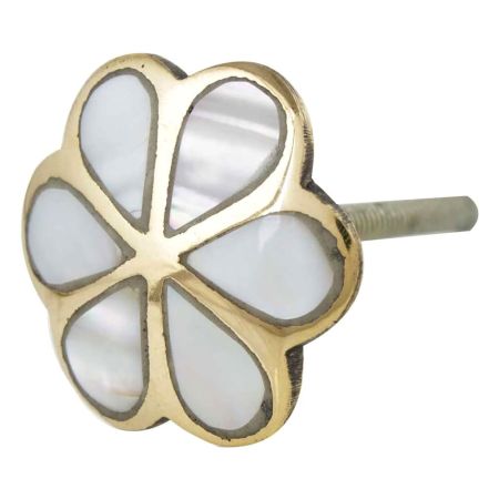 Mother of Pearl Knobs - White Cupboard Knobs - Gold Drawer Knobs