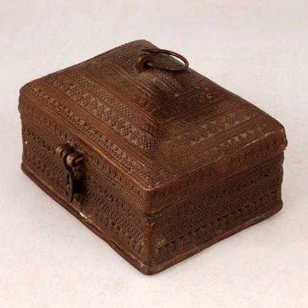 Handcrafted Brass Jewelry Box in Vintage Finish