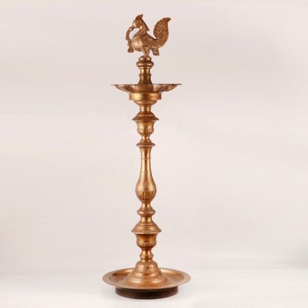 Antique Brown Peacock Oil Lamp Made of Premium Brass