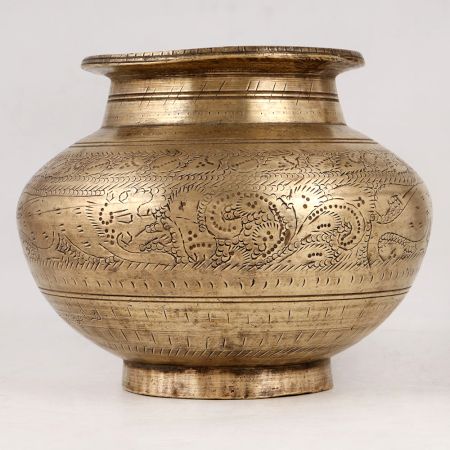Indian High Quality Brass Water Pot with Engraving
