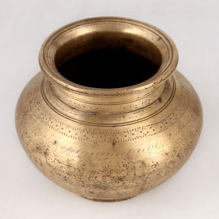 Indian Vintage Brass Holy Water Pot in Antique Finish