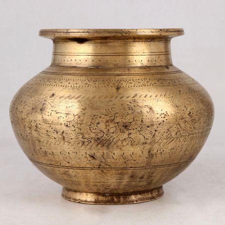 Indian Vintage Brass Holy Water Pot in Antique Finish