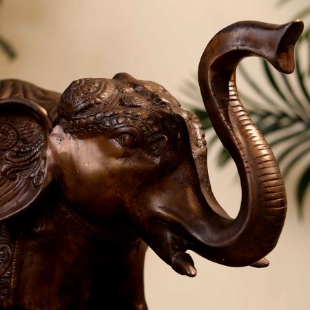 High-Quality Engraved Brass Elephant Statue for Decor