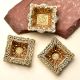 3 Pieces Brass Carved Square Shaped Oil Lamp Festival Decoration Diya