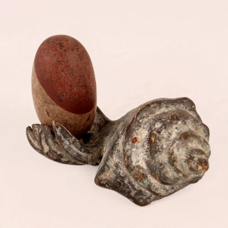 Vintage Brass Shell with Lingam for Home Decor