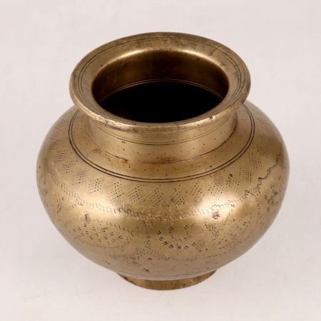 Engraved Premium Brass Water Pot for Flower Decor