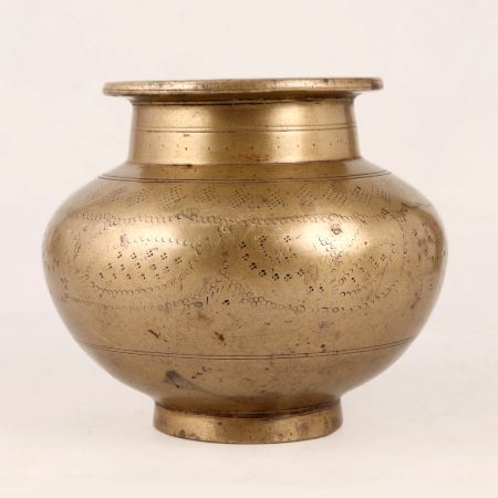 Engraved Premium Brass Water Pot for Flower Decor