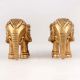 Handmade Golden Brass Elephant Statue in Pair of 2