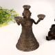 Vintage Doll Brass Oil Lamp in Antique Brown Finish