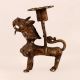Vintage Brass Chinese Lion Statue Candle Holder