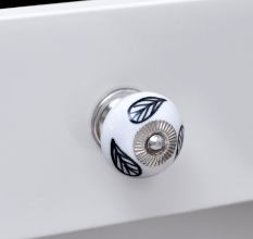 White Ceramic Floral Dresser Knob