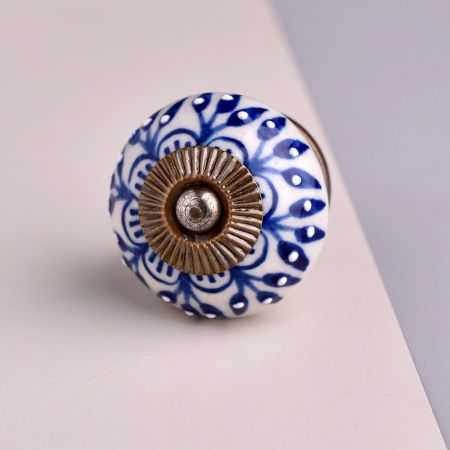 Blue Zinnia Flower Cabinet Knob
