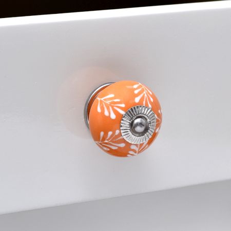Peach White Leaf Knob
