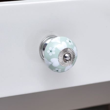 Sage Green Heart Ceramic Floral Wardrobe Knob Online