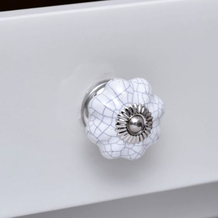 White Crackle Ceramic Melon Cabinet Knob