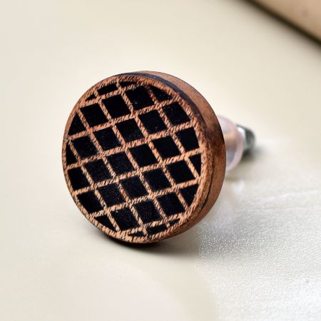 Handmade Wooden Dresser Knob in Black and Brown Finish