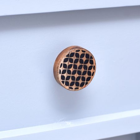 Handmade Black and Brown Finish Cabinet Knob Made of Wood