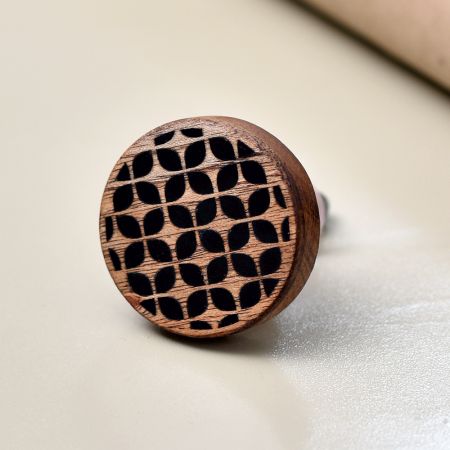 Handmade Black and Brown Finish Cabinet Knob Made of Wood