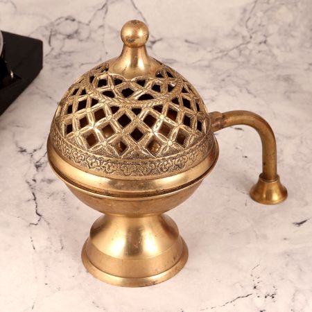 Handmade Golden Brass Incense Burner for Decor