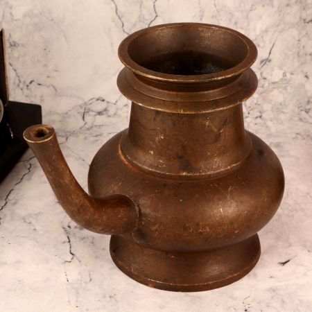 Elegant Brown Brass Holy Pot with Spout for Decor