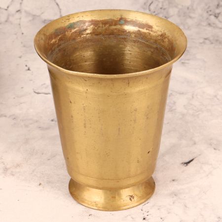 Vintage Handmade Brass Glass in Antique Golden Finish