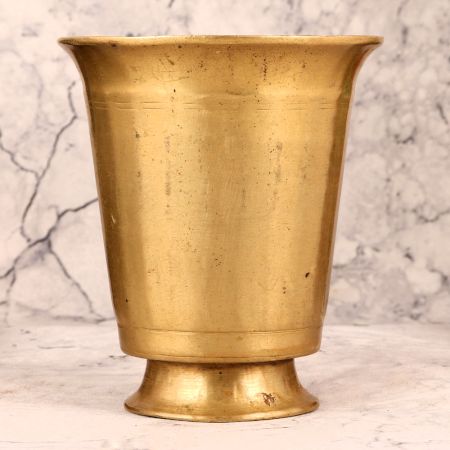 Vintage Handmade Brass Glass in Antique Golden Finish