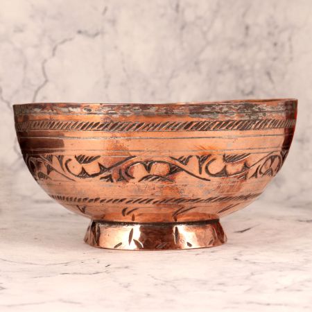 Vintage Handmade Copper Bowl with Beautiful Engravings