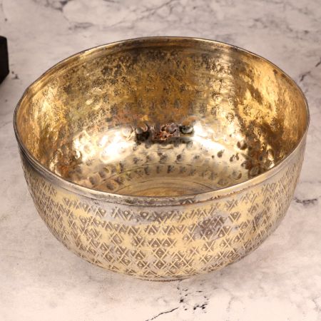 Handcrafted Vintage Brass Bowl in Islamic Art