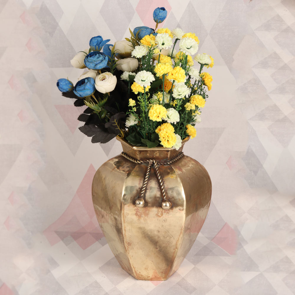 Indian Vintage Brass Flower Pot for Home & Office Decor