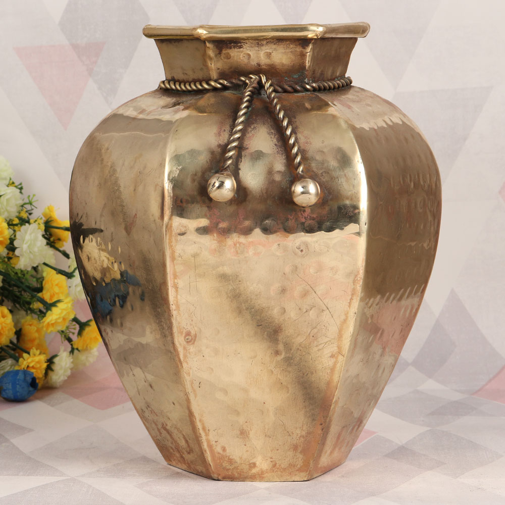 Indian Vintage Brass Flower Pot for Home & Office Decor